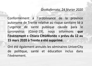 La citoyenneté et la cité dans la pensée et l’action de Chiara Lubich @ Trento